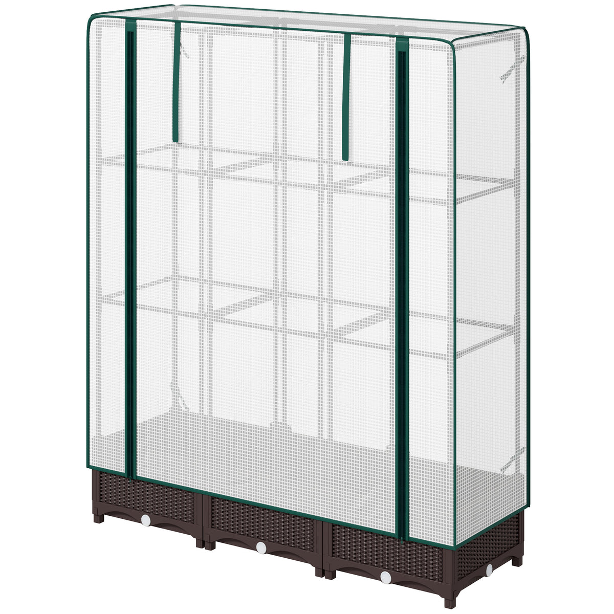 Raised Garden Bed Kit with Trellis, Plastic Raised Flower Bed with PE Cover and Zipper Door, 47 x 16 x 50 inch