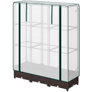 Raised Garden Bed Kit with Trellis, Plastic Raised Flower Bed with PE Cover and Zipper Door, 47 x 16 x 50 inch