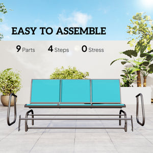3-Seat Outdoor Glider Chair, Patio Rocking Chair, Steel Frame, Sling Fabric Seat for Garden, Backyard – view 11