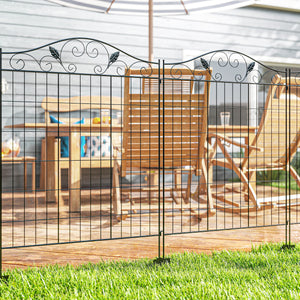 Garden Decorative Fence 4 Panels 44in x 12ft Steel Wire Border Edging for Landscaping