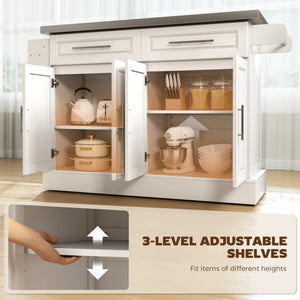 Stainless Steel Kitchen Island with Storage and Stainless Steel Top, Kitchen Trolley with Drawers – view 19