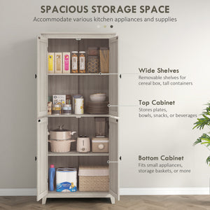72" Freestanding Storage Cabinet, Kitchen Pantry Cabinet with Doors and Shelves for Dining Room, Natural – view 24