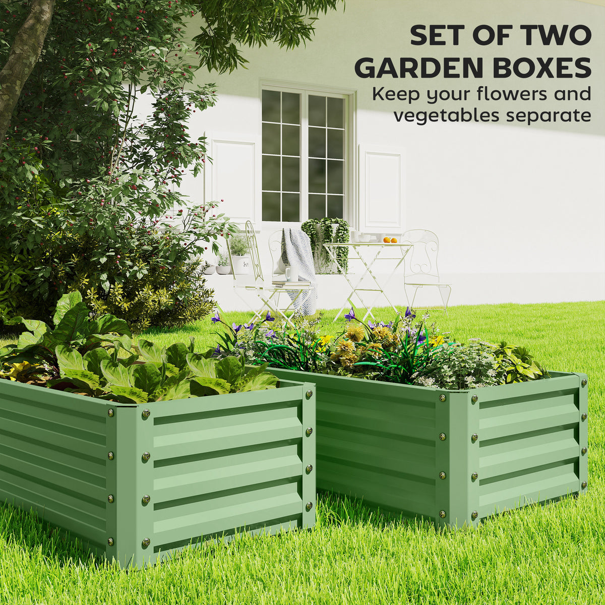 Galvanized Raised Garden Beds, Outdoor Planter Box, Set of 2, for Flowers, Herbs and Vegetables, Black – view 38