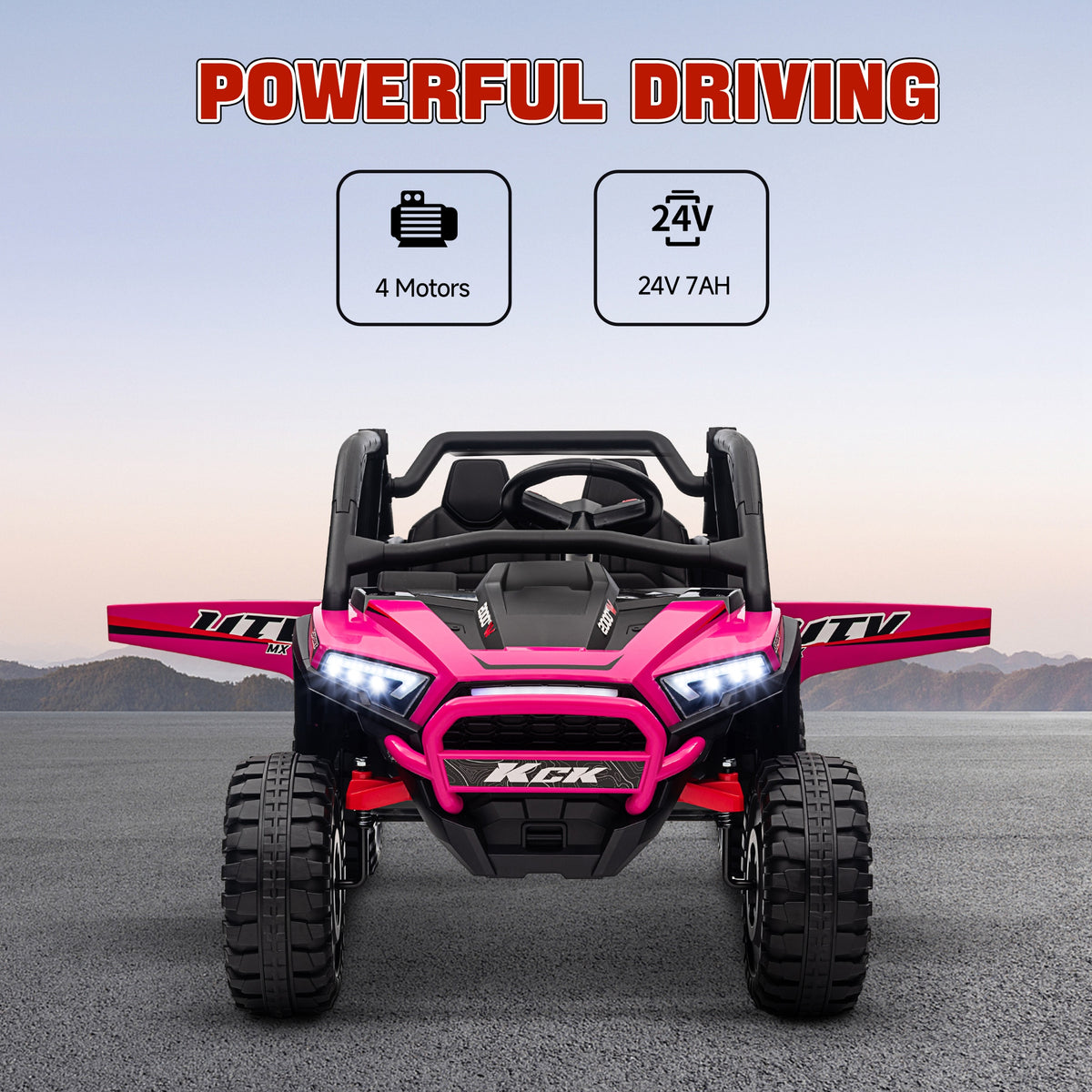 Qaba 2 Seater 24V 7AH Ride on Truck, Electric Car for Kids w/ Spring Suspension, Remote Lights, Horn, Music