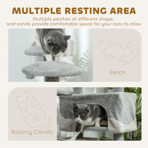 53" Cat Tree Scratching Large Kitten Play House Multi-Level Activity Center Pet Furniture