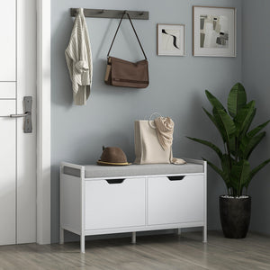 Shoe Storage Bench with Seat Cushion, Shoe Cabinet for Hallway, Entryway Bench, Supports 352lbs, White