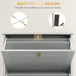 Narrow Shoe Storage with 3 Flip Drawers and Adjustable Shelves – view 14