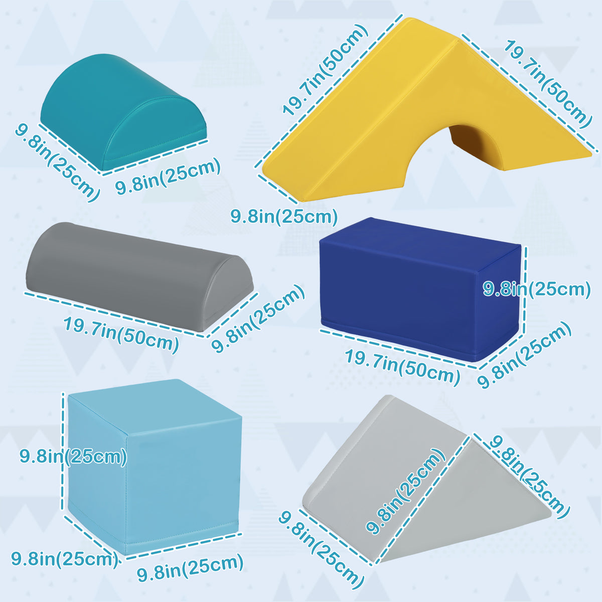 Soozier 11 Piece Soft Play Blocks Kids Climb and Crawl Gym Toy Foam Building Light Colour