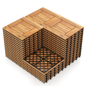Acacia Wood Interlocking Deck Tiles for Patio Balcony Backyard Porch Poolside-Natural view 4