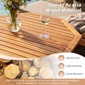 Acacia Wood Outdoor Folding Dining Table for 4 Octagonal with Slatted Tabletop view 8