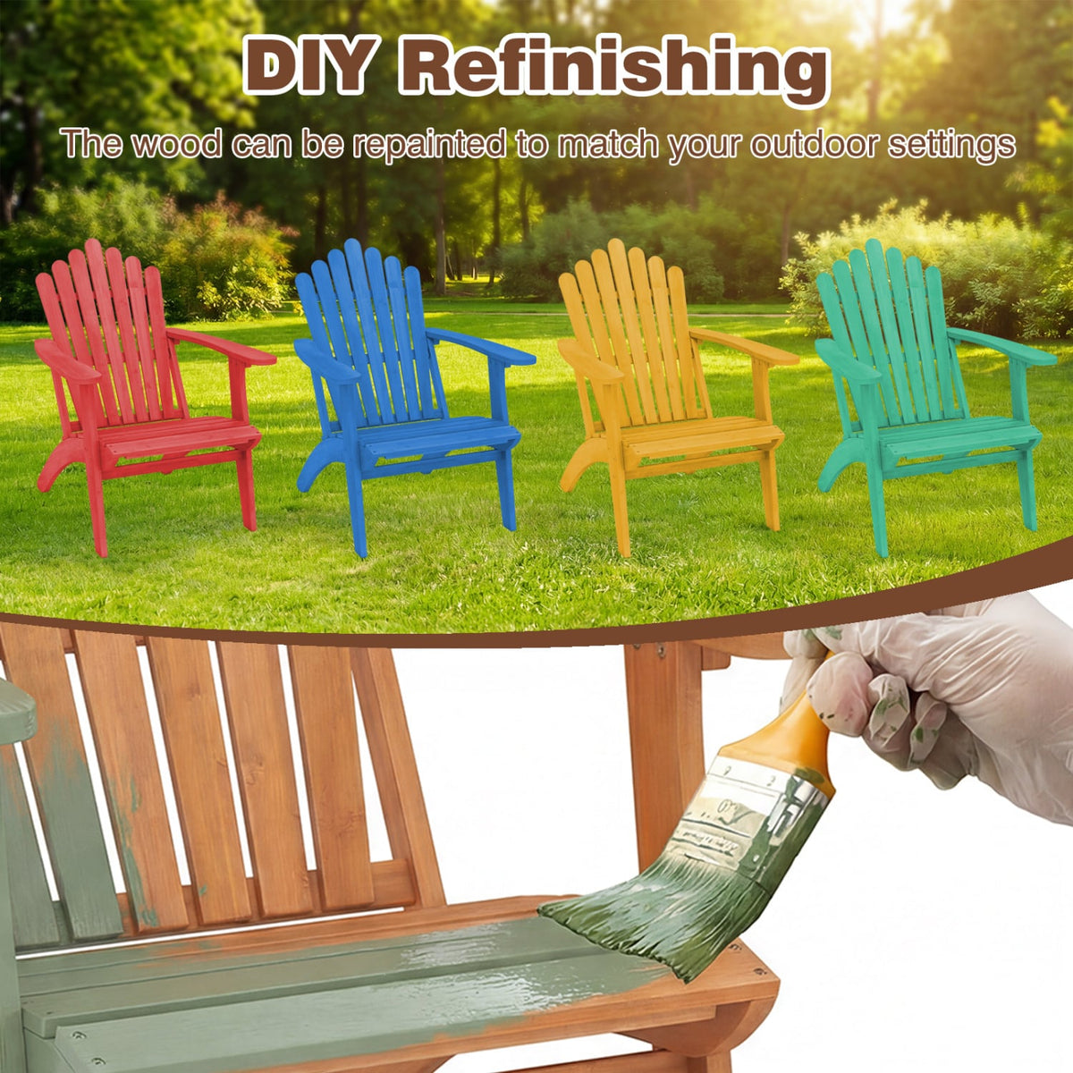 Acacia Wood Outdoor Patio Chair with 400 lbs Weight Capacity-Natural view 5