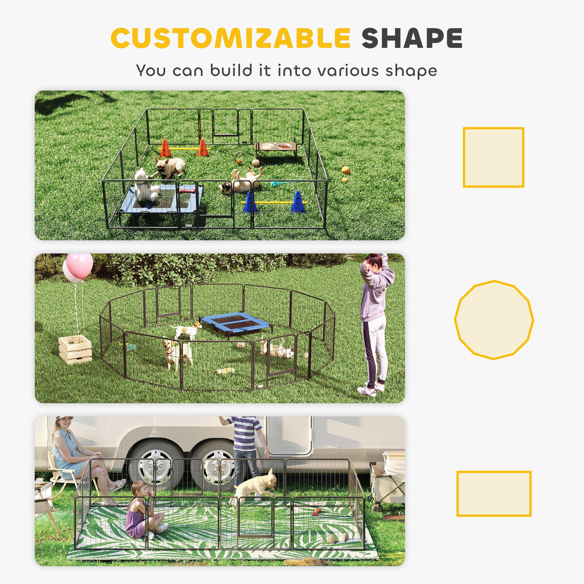 Dog Playpen, 31.5"W Heavy-Duty Metal Puppy Play Pen, Pet Exercise Fences for Outside and Indoor – view 5