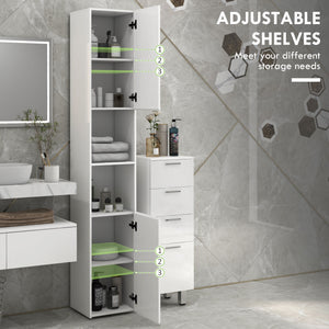 Tall Bathroom Cabinet, High Gloss Storage Cabinet with Doors and Adjustable Shelves, 11.8" x 11.8" x 71.5" – view 11