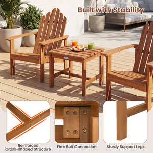 Adirondack Chair Set of 2 with Side Table for Deck Garden and Porch view 7