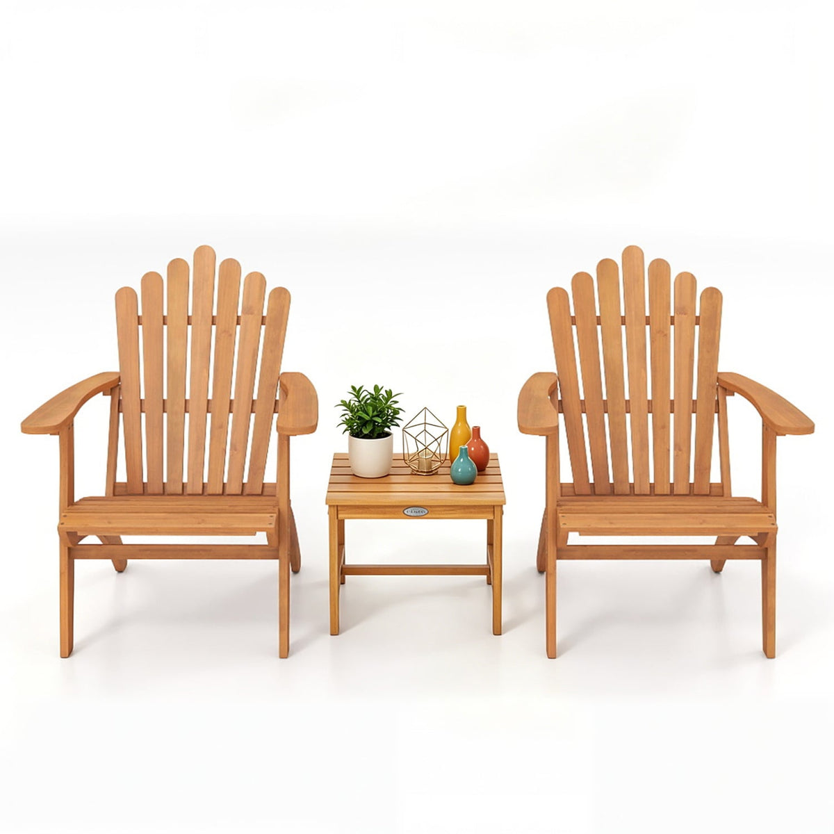 Adirondack Chair Set of 2 with Side Table for Deck Garden and Porch