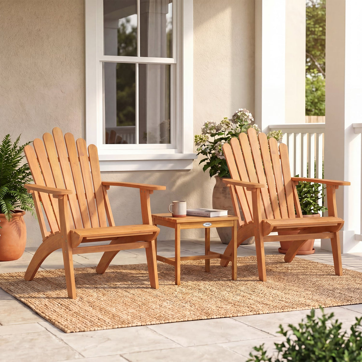 Adirondack Chair Set of 2 with Side Table for Deck Garden and Porch view 2