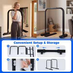 Adjustable Dip Bar Station with 660 LBS Capacity for Home Gym-Black view 8