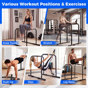 Adjustable Dip Bar Station with 660 LBS Capacity for Home Gym-Black view 9