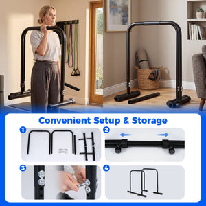 Adjustable Dip Bar Station with 660 LBS Capacity for Calisthenics and Strength Training-Black view 8