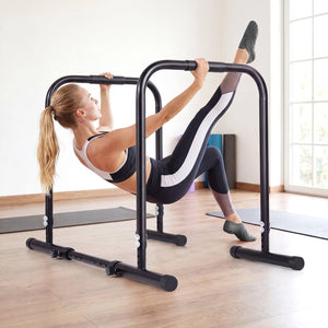 Adjustable Dip Bar Station with 660 LBS Capacity for Calisthenics and Strength Training-Black view 2