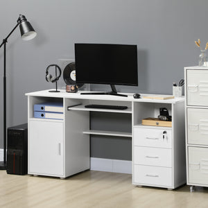 57" Computer Desk with Drawers, Home Office Desk with Keyboard Tray, Open Shelves and Lockable Drawer – view 13