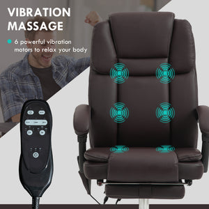 Massage Office Chair, Reclining Executive Office Chair with 6-Point Vibration, Footrest and High Back, Black – view 10
