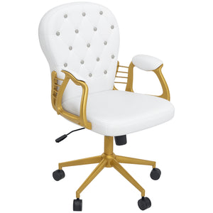 Office Chair, Comfortable Computer Desk Chair with Padded Seat and Adjustable Height, Tufted Back, Black – view 5