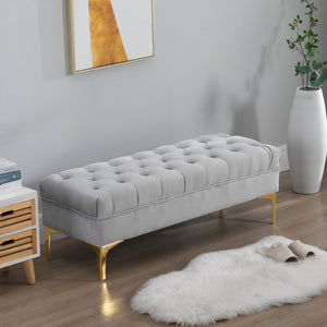 End of Bed Bench, Upholstered Bench, Entryway Shoe Bench with Button Tufted for Living Room, Bedroom, Blue – view 21