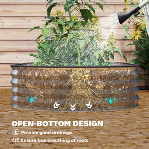 5' x 3' x 1' Large Outdoor Planter Box, Galvanized Raised Garden Bed with Metal Plant Stake, Silver