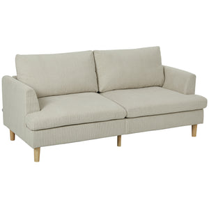 3 Seater Sofa, 74" Modern Corduroy Upholstered Couch with Thick Spring Cushions, Solid Wood Legs, Armrests