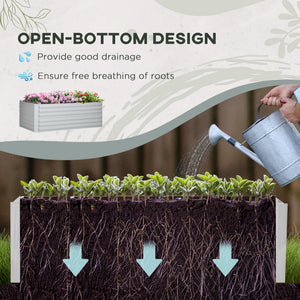 Galvanized Raised Garden Bed, Steel Outdoor Planters with Reinforced Rods, 71" x 35" x 23", Light Grey
