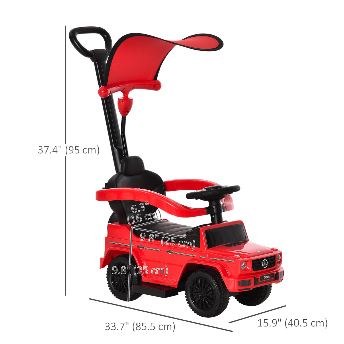 Aosom Mercedes-Benz G350 Licensed Push Car, 3-in-1 Toddler Sliding Car with Horn, Steering, Foot Rest, Seat Storage