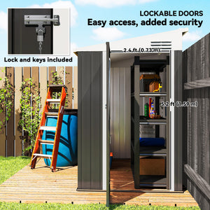 4' x 8' Outdoor Storage Shed Lean to Shed Outdoor Metal Tool Shed with Lockable Door and Air Vents – view 25