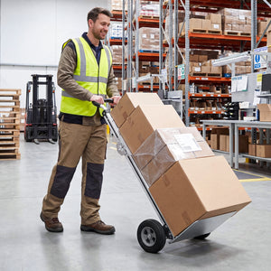 Aluminum Dolly Cart with 2 Rubber Wheels and Ergonomic Handle-Silver view 3