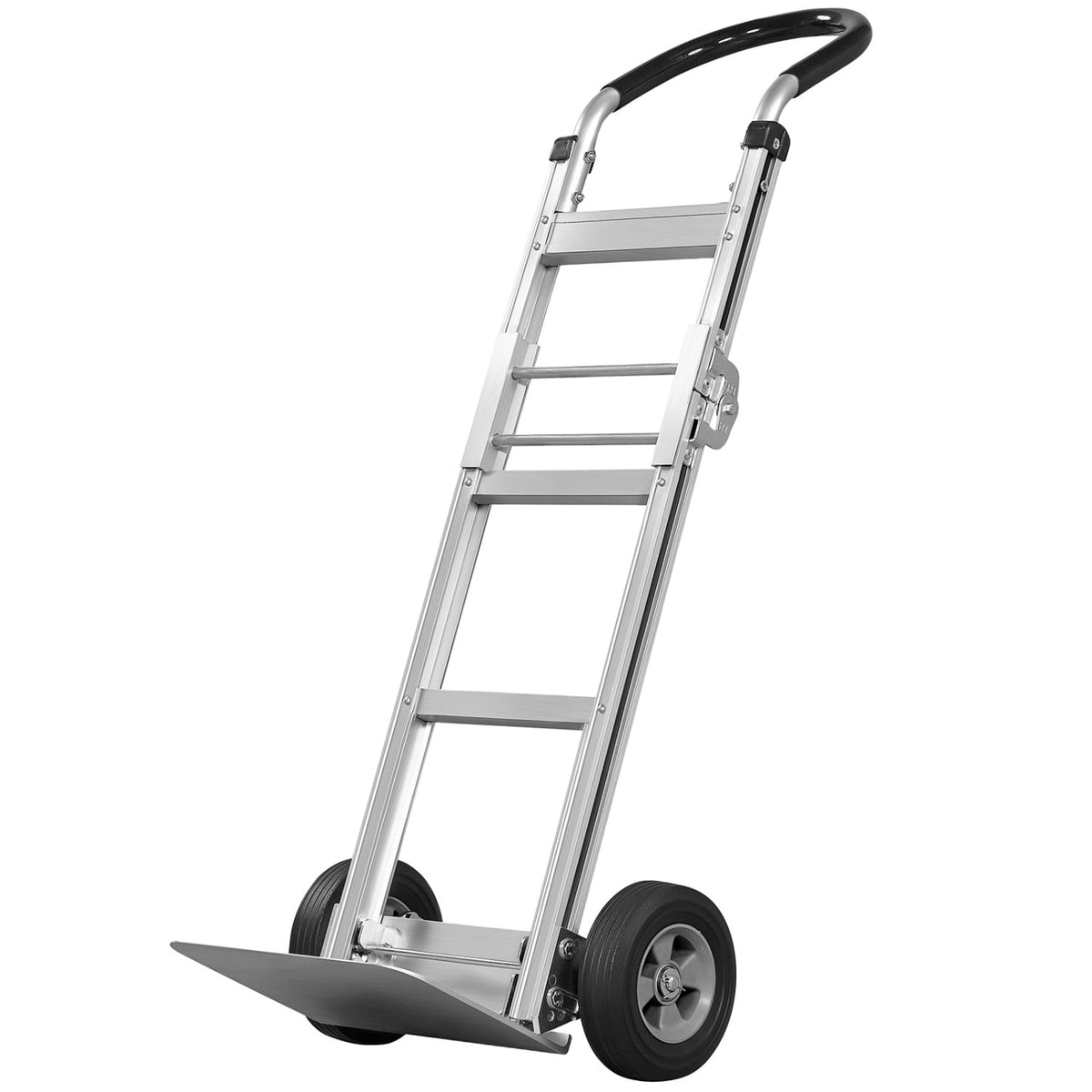 Aluminum Dolly Cart with 2 Rubber Wheels and Ergonomic Handle-Silver view 4