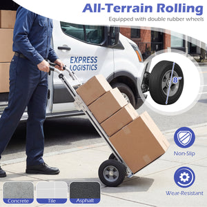 Aluminum Dolly Cart with 2 Rubber Wheels and Ergonomic Handle-Silver view 9