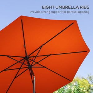10' x 8' Round Market Umbrella, Patio Umbrella with Crank Handle and Tilt, Outdoor Parasol for Garden, Blue – view 48