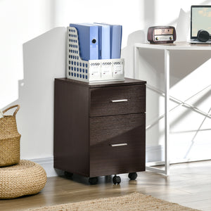 Mobile Filing Cabinet, Vertical File Cabinet with 2 Drawers, Wheels, for Letter or A4 File, Natural