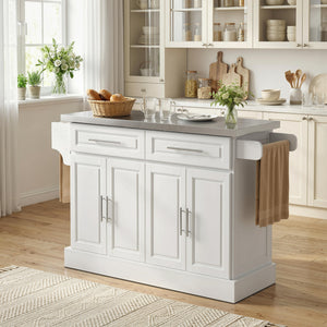 Stainless Steel Kitchen Island with Storage and Stainless Steel Top, Kitchen Trolley with Drawers – view 21