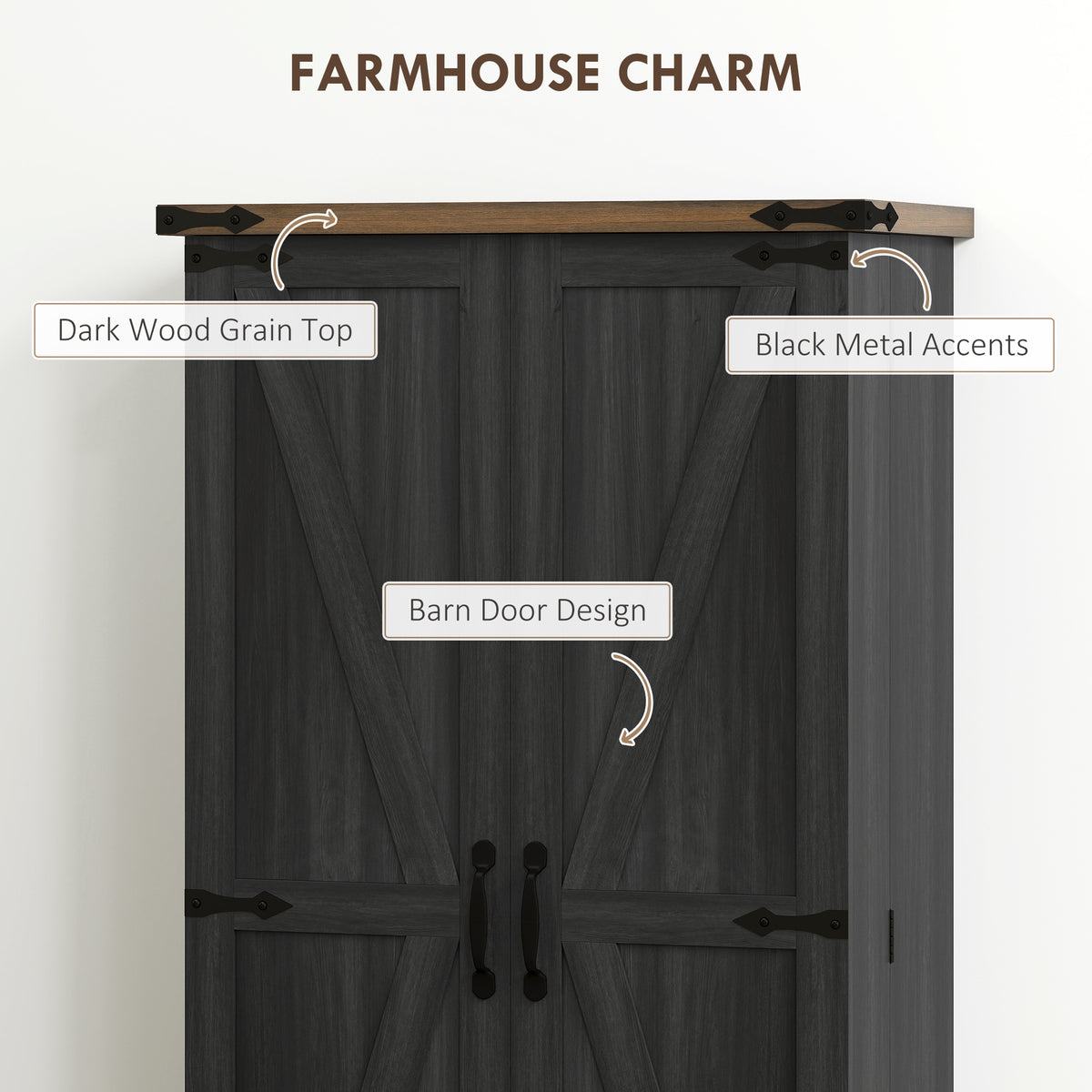 47" Kitchen Pantry Storage Cabinet, Farmhouse Kitchen Pantry Cabinet with Adjustable Shelves and Door – view 5