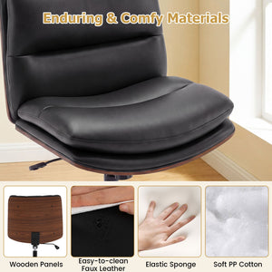 Armless Office Chair with Curved Backrest and Padded Seat-Black view 8