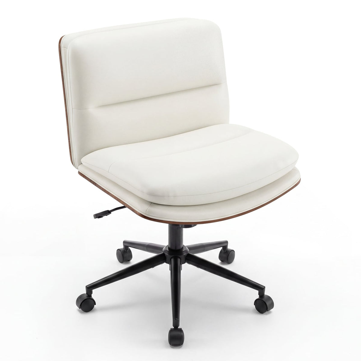 Armless Office Chair with Curved Backrest and Padded Seat-White