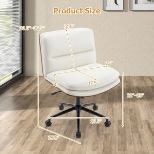 Armless Office Chair with Curved Backrest and Padded Seat-White view 3