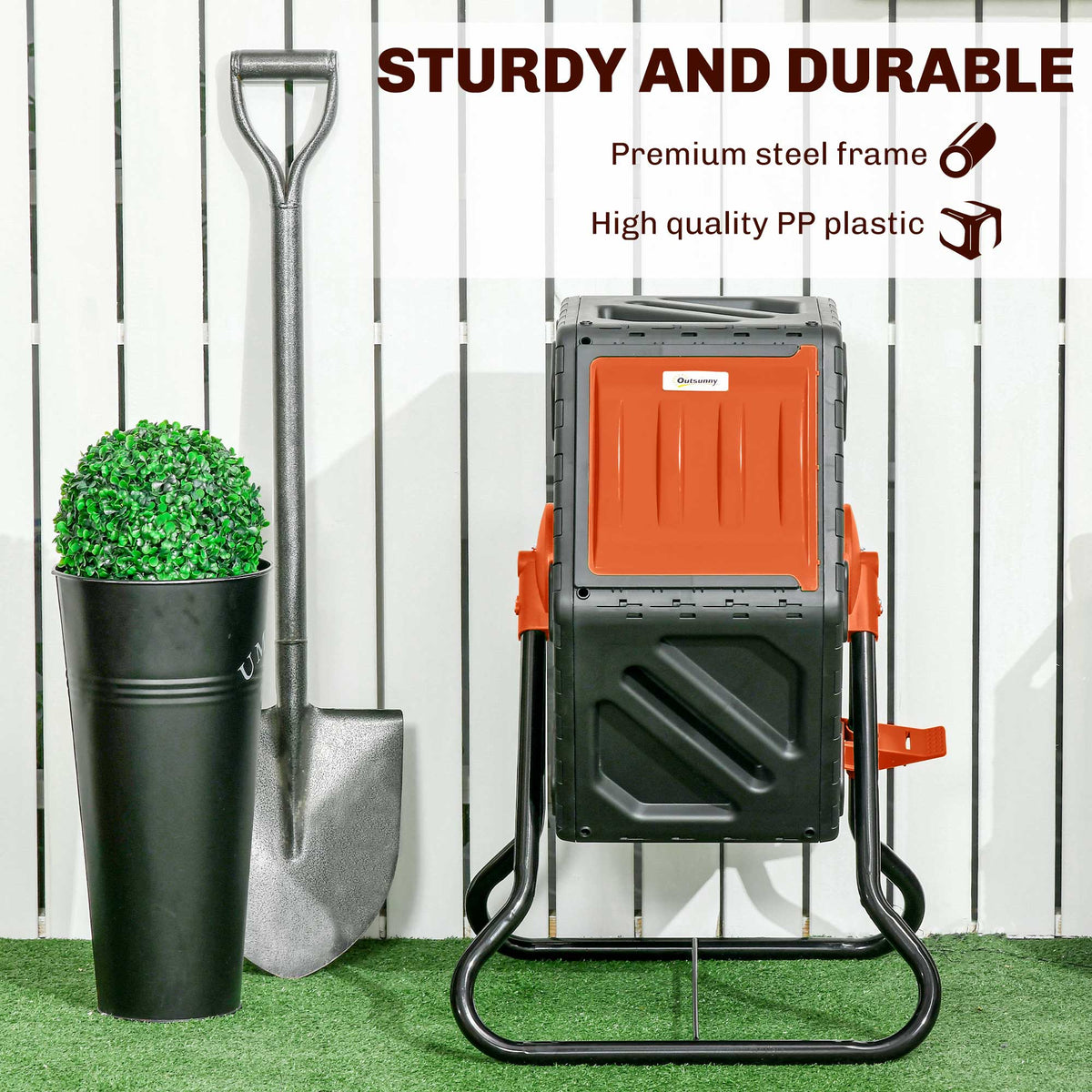 Rotating Composter, Compost Bin with 24 Vents and Steel Legs, 17 Gallon, Green