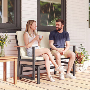 Outdoor Glider Bench for 2 Person, Patio Glider Loveseat with Thick Cushions for Garden Balcony Porch – view 14