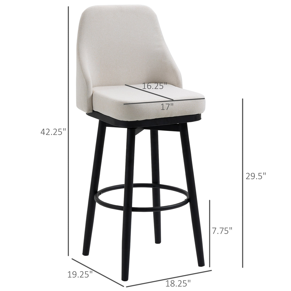 Extra Tall Bar Stools Set of 2, Modern 360° Swivel Barstools, Dining Room Chairs with Steel Legs Footrest – view 9