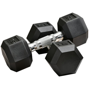 Soozier 2 x 10lbs Rubber Dumbbells Weight Set, Dumbbell Hand Weight for Body Fitness Training for Home Office Gym