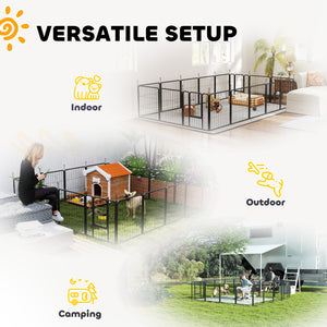 16 Panels Dog Playpen with Straps, Portable & DIY, for Small Dogs, for Yard, RV, Camping, Garden, 24" Height