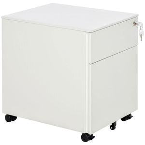 Lockable File Cabinet, Steel Filing Cabinet on Wheels for Legal, A4, Letter Size, with Pencil Tray for Home Office