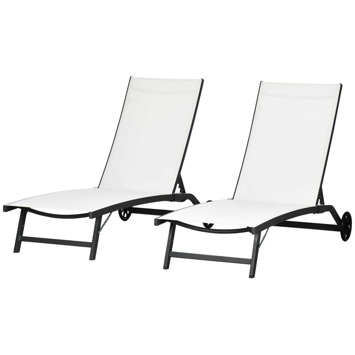 Outdoor Lounge Chair Set of 2, Tanning Chair with Wheels, Breathable Mesh for Patio, Backyard, Poolside – view 8